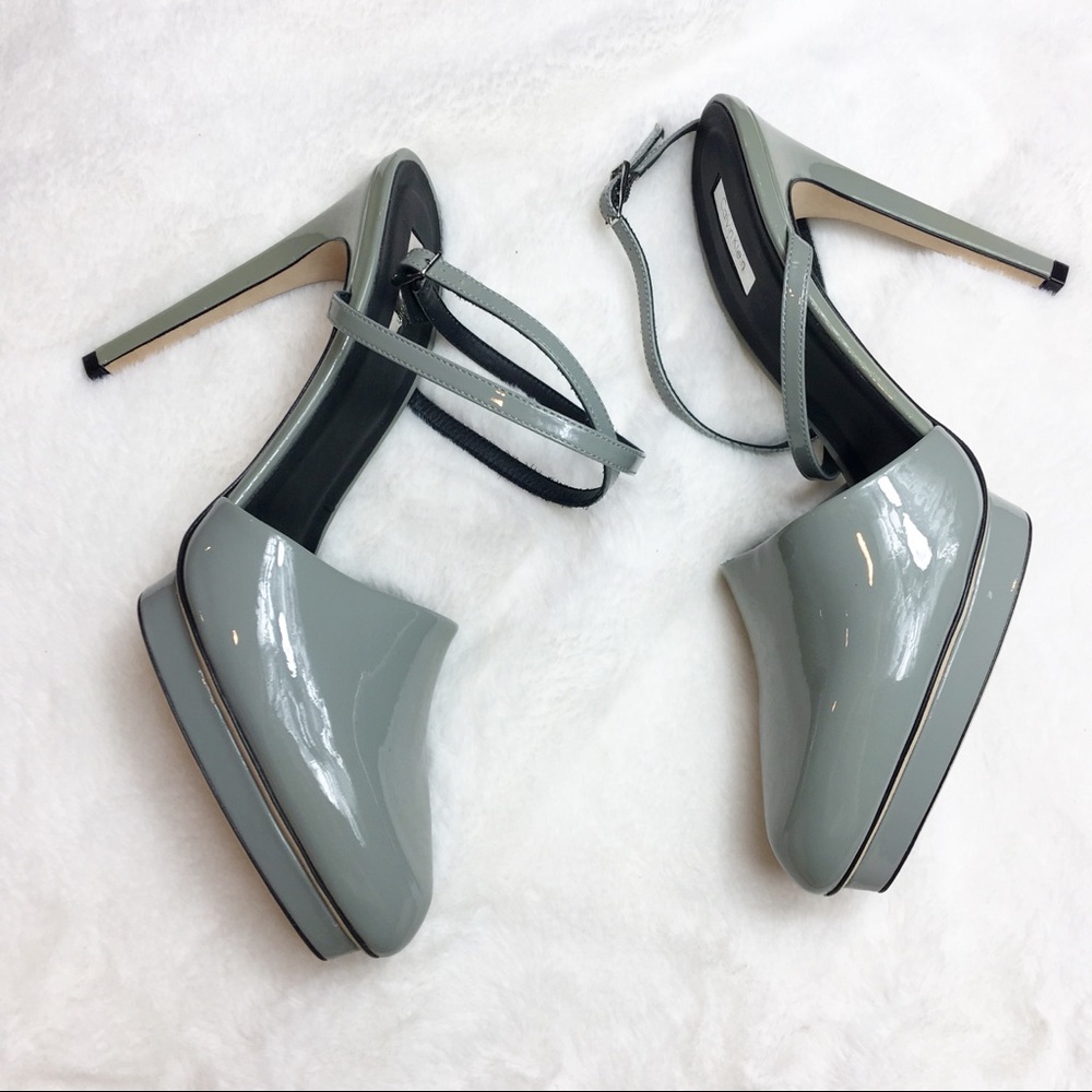 Calvin Klein Collection Gray Ankle Strap Heels Platform Size 9.5
